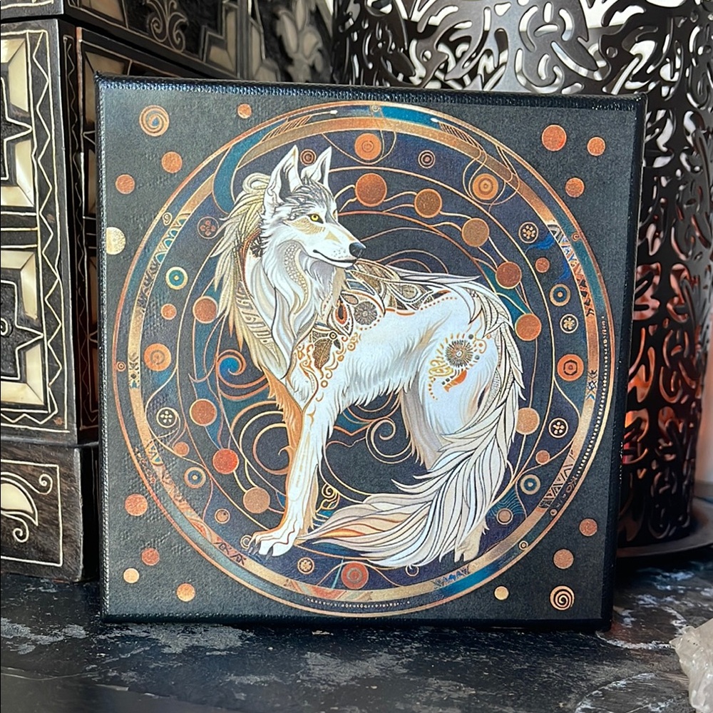 Mystical Wolf Canvas Wall Art - Black and Gold
